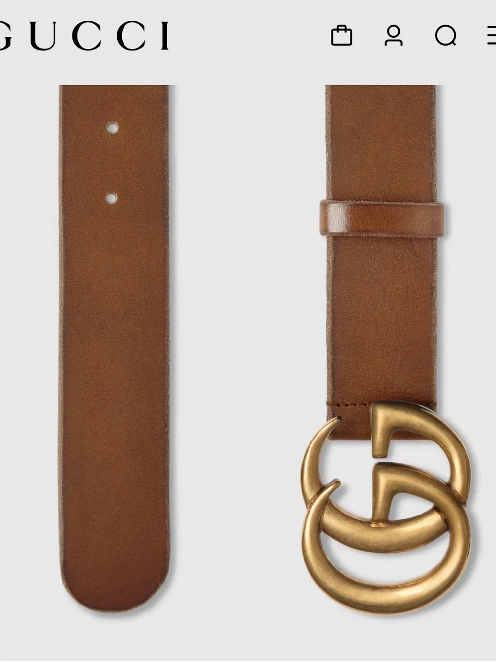 Gucci Brown Leather Belt with Gold Double G Buckle